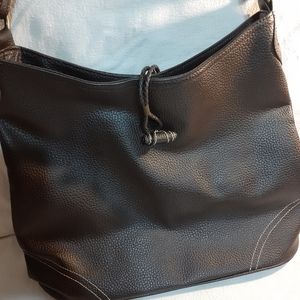 Brown Faux Leather Shoulder Bag